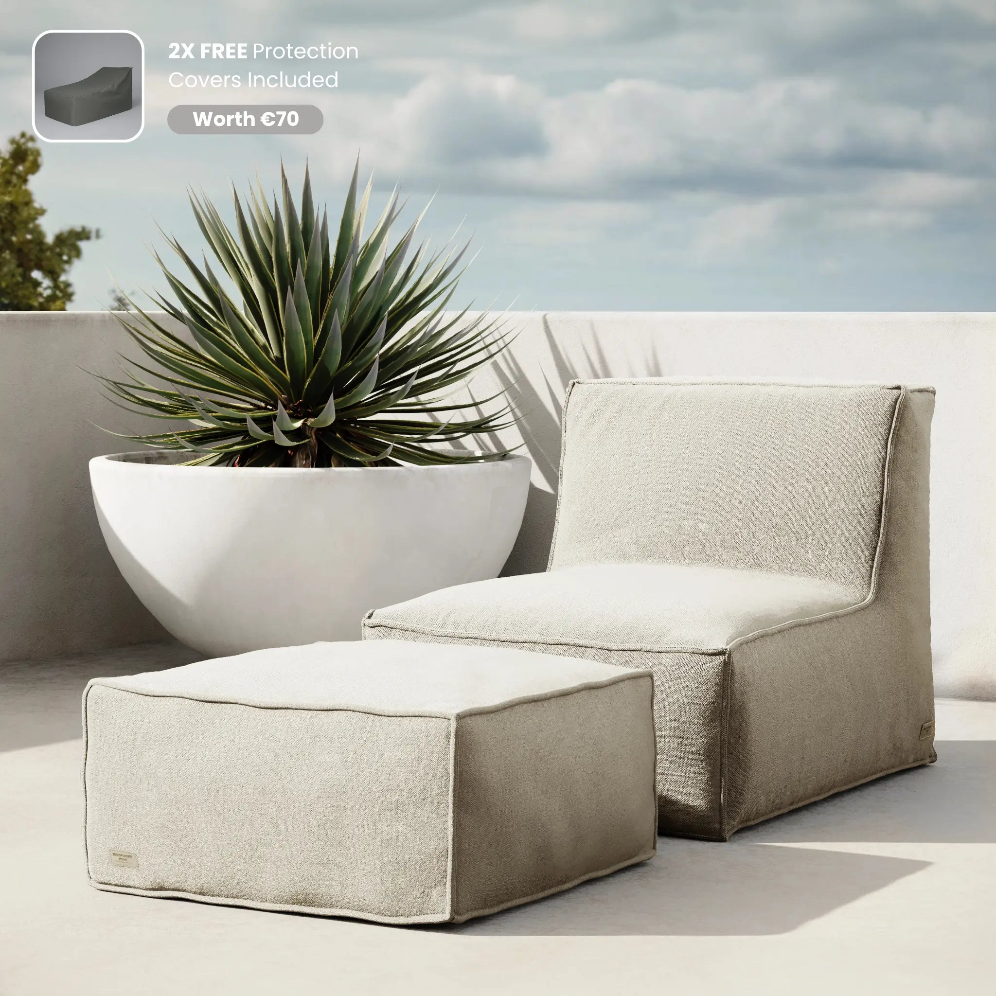 TroisPommes Home The Sun Spot in beige with free protection covers included