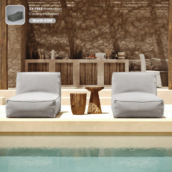 TroisPommes Home The Sunbed Set in melange grey with free protection covers included