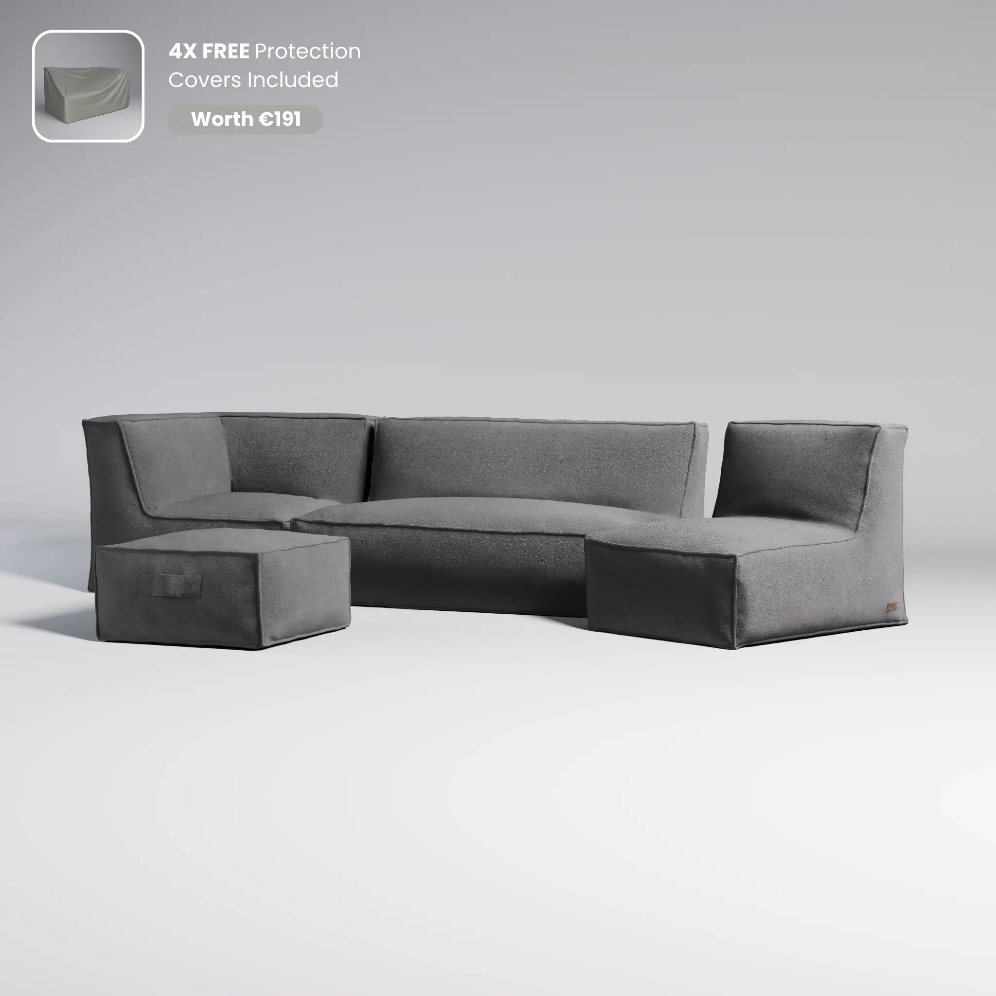 TroisPommes Home The Lounge Set in dark grey with free protection covers included