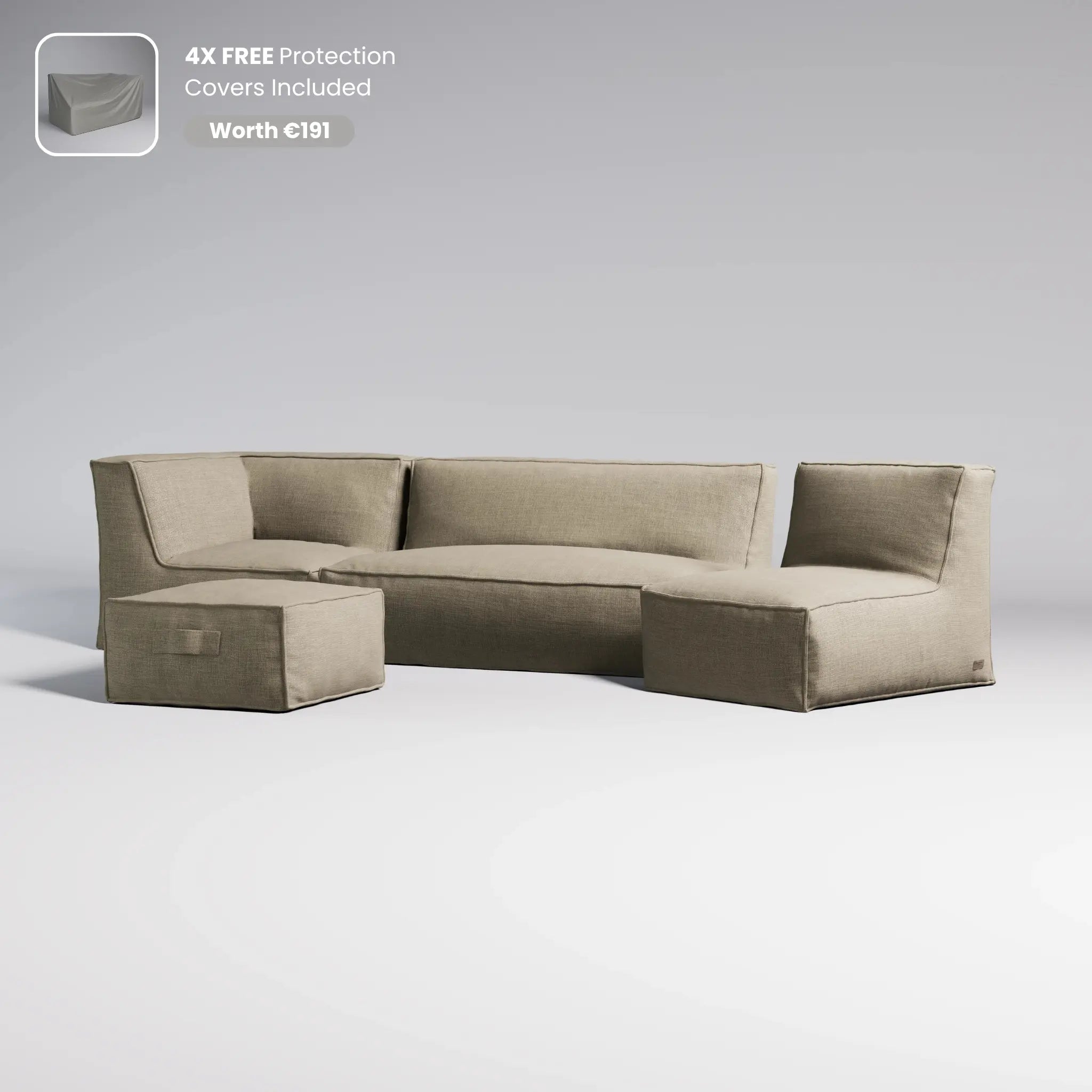 TroisPommes Home The Lounge Set in earth brown with free protection covers included